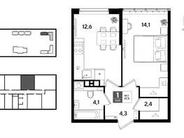 Продается 1-комнатная квартира ЖК ДОГМА ПАРК, литера 22, 37.5  м&sup2;, 7215000 рублей