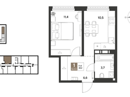 Продается 1-комнатная квартира ЖК ГРЕЙД, литер 13, 32.2  м&sup2;, 7164500 рублей