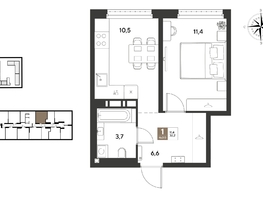 Продается 1-комнатная квартира ЖК ГРЕЙД, литер 14, 32.2  м&sup2;, 7164500 рублей
