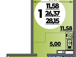 Продается Студия ЖК Восточный, литера 42, 28.15  м&sup2;, 4373375 рублей