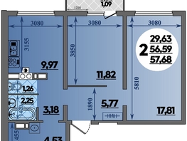 Продается 2-комнатная квартира ЖК На Артиллерийской, литер 1, 57.68  м&sup2;, 5992952 рублей