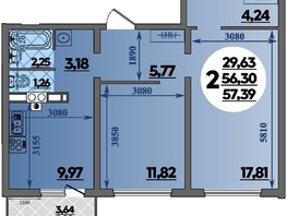 Продается 2-комнатная квартира ЖК На Артиллерийской, литер 1, 57.39  м&sup2;, 5819346 рублей