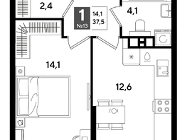 Продается 1-комнатная квартира ЖК ДОГМА ПАРК, литера 16, 37.5  м&sup2;, 7683750 рублей