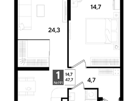 Продается 1-комнатная квартира ЖК ДОГМА ПАРК, литера 18, 47.7  м&sup2;, 8662320 рублей