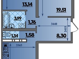 Продается 2-комнатная квартира ЖК Город у моря, литер 17, 66.76  м&sup2;, 9733608 рублей