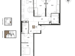 Продается 3-комнатная квартира ЖК ГРЕЙД, литер 13, 77  м&sup2;, 14745500 рублей