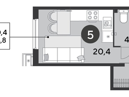 Продается Студия ЖК Парк Победы 2, литера 6, 24.8  м&sup2;, 5518000 рублей