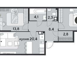 Продается 2-комнатная квартира ЖК Парк Победы 2, литера 6, 72.4  м&sup2;, 12083560 рублей