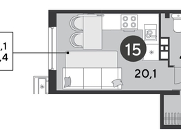 Продается Студия ЖК Парк Победы 2, литера 6, 24.4  м&sup2;, 5402160 рублей