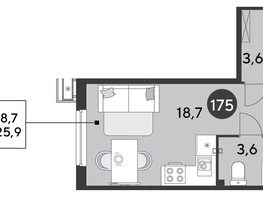 Продается Студия ЖК Парк Победы 2, литера 6, 25.9  м&sup2;, 5563320 рублей