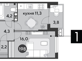 Продается 1-комнатная квартира ЖК Парк Победы 2, литера 6, 41.8  м&sup2;, 8518840 рублей