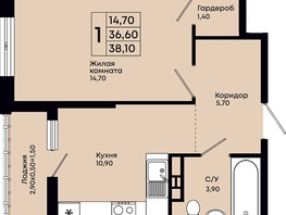 Продается 1-комнатная квартира ЖК Премьер, 38.1  м&sup2;, 8725000 рублей