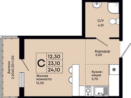 Продается 1-комнатная квартира ЖК Премьер, 24.1  м&sup2;, 6267000 рублей
