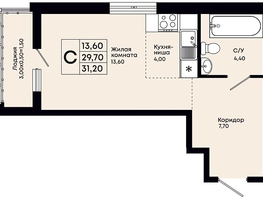 Продается 1-комнатная квартира ЖК Премьер, 31.2  м&sup2;, 7177000 рублей