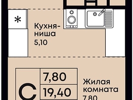 Продается 1-комнатная квартира ЖК Премьер, 20.5  м&sup2;, 5617000 рублей