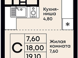 Продается 1-комнатная квартира ЖК Премьер, 19.1  м&sup2;, 5234000 рублей