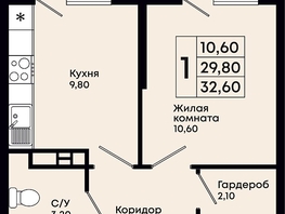 Продается 1-комнатная квартира ЖК Премьер, 32.6  м&sup2;, 7629000 рублей
