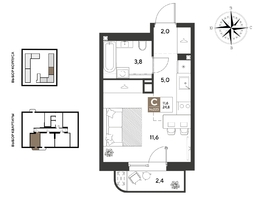 Продается Студия ЖК ГРЕЙД, литер 13, 24.8  м&sup2;, 5562640 рублей