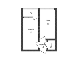 Продается 1-комнатная квартира Мусоргского М.П. ул, 39.3  м&sup2;, 3200000 рублей