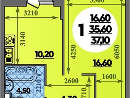 Продается 1-комнатная квартира ЖК Парк у дома, литера 7.3, 37.1  м&sup2;, 6820000 рублей