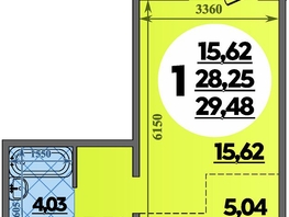 Продается Студия ЖК Южная долина, литер 2, 29.48  м&sup2;, 3575924 рублей