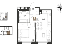 Продается 1-комнатная квартира ЖК ГРЕЙД, литер 13, 34  м&sup2;, 6783000 рублей