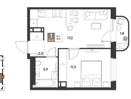 Продается 1-комнатная квартира ЖК ГРЕЙД, литер 13, 36.2  м&sup2;, 7221900 рублей