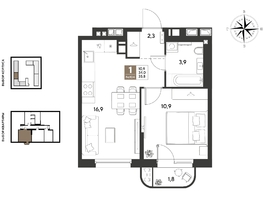 Продается 1-комнатная квартира ЖК ГРЕЙД, литер 14, 35.8  м&sup2;, 7145680 рублей
