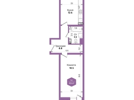 Продается 1-комнатная квартира ЖК Бауинвест, литера 6.1, 45.4  м&sup2;, 7562771 рублей