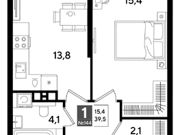 Продается 1-комнатная квартира ЖК ДОГМА ПАРК, литера 16, 39.5  м&sup2;, 7722250 рублей