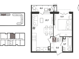 Продается 1-комнатная квартира ЖК Рекорд 2, литера 2, 46.7  м&sup2;, 11875810 рублей