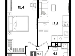 Продается 1-комнатная квартира ЖК ДОГМА ПАРК, литера 19, 39.5  м&sup2;, 7524750 рублей