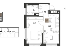 Продается 1-комнатная квартира ЖК ГРЕЙД, литер 13, 35.7  м&sup2;, 7268520 рублей
