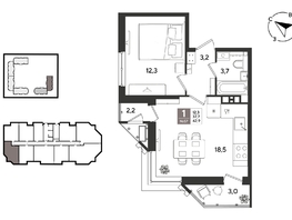 Продается 1-комнатная квартира ЖК Рекорд 2, литера 6, 42.9  м&sup2;, 12033450 рублей