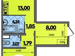 Продается 1-комнатная квартира ЖК Город у моря, литер 20, 47.33  м&sup2;, 7289999 рублей
