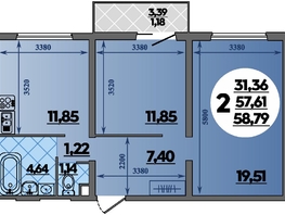 Продается 2-комнатная квартира ЖК Город у моря, литер 20, 58.79  м&sup2;, 8349999 рублей