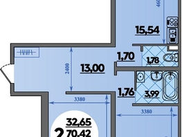 Продается 2-комнатная квартира ЖК Город у моря, литер 20, 72.05  м&sup2;, 9390000 рублей