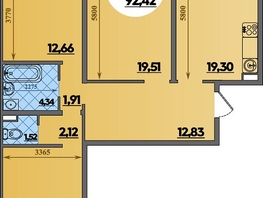 Продается 3-комнатная квартира ЖК Восточный, литера 2, 92.42  м&sup2;, 8150000 рублей