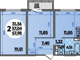 Продается 2-комнатная квартира ЖК Город у моря, литер 20, 57.98  м&sup2;, 7459999 рублей