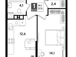 Продается 1-комнатная квартира ЖК ДОГМА ПАРК, лит 20, 37.5  м&sup2;, 7526250 рублей
