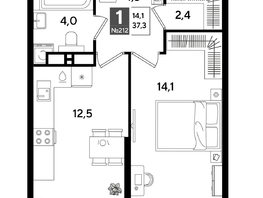 Продается 1-комнатная квартира ЖК ДОГМА ПАРК, лит 20, 37.3  м&sup2;, 7523410 рублей