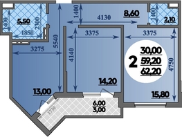 Продается 2-комнатная квартира ЖК Парк у дома, литера 7.2, 62.2  м&sup2;, 8789999 рублей