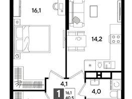 Продается 1-комнатная квартира ЖК ДОГМА ПАРК, литера 19, 40.5  м&sup2;, 7994700 рублей