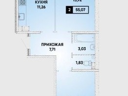 Продается 2-комнатная квартира ЖК Губернский, литера 38, 55  м², 6190000 рублей