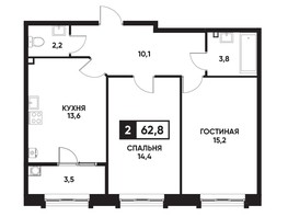 Продается 2-комнатная квартира ЖК Кварталы 17/77, литер 4.4, 62.8  м², 5815280 рублей