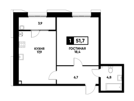Продается 1-комнатная квартира ЖК Основа, литер 4, 51.7  м², 5082110 рублей