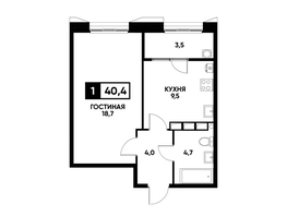 Продается 1-комнатная квартира ЖК Основа, литер 4, 40.4  м², 4153120 рублей