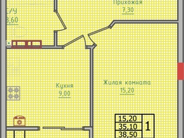 Продается 1-комнатная квартира ЖК Суворов, дом 5, 38.5  м², 4677750 рублей