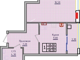 Продается 1-комнатная квартира ЖК Суворов, дом 5, 40.3  м², 4815850 рублей