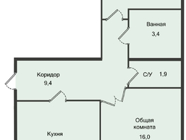 Продается 2-комнатная квартира ЖК Кислород, 1 очередь, 58.4  м², 6424000 рублей